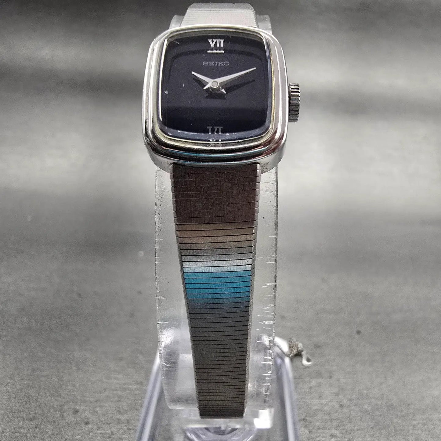 Seiko Watch Women 17mm Blue Dial Silver Tone Rectangle 1100-5729 Manual Works5