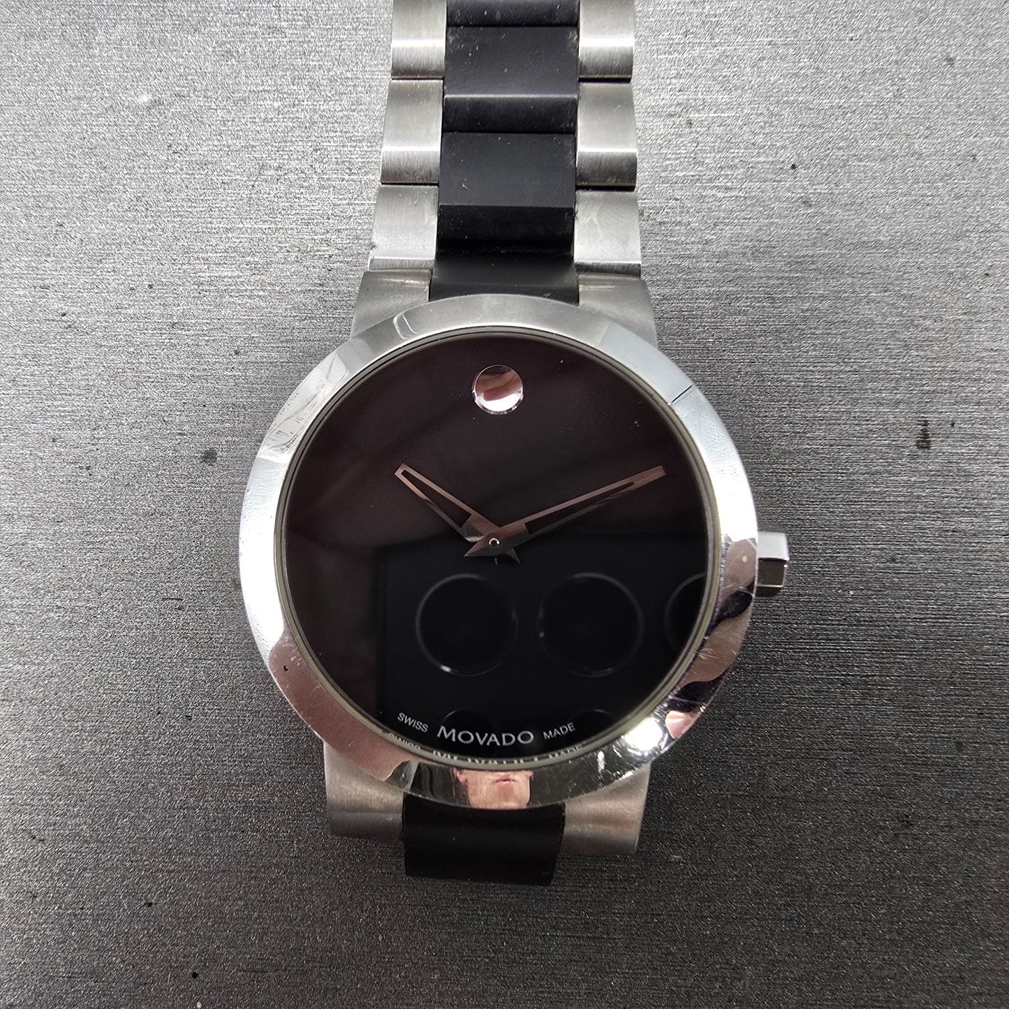 Movado Verto Watch Men 40mm black Dial Silver Tone 19 1 14 1089 New Battery0