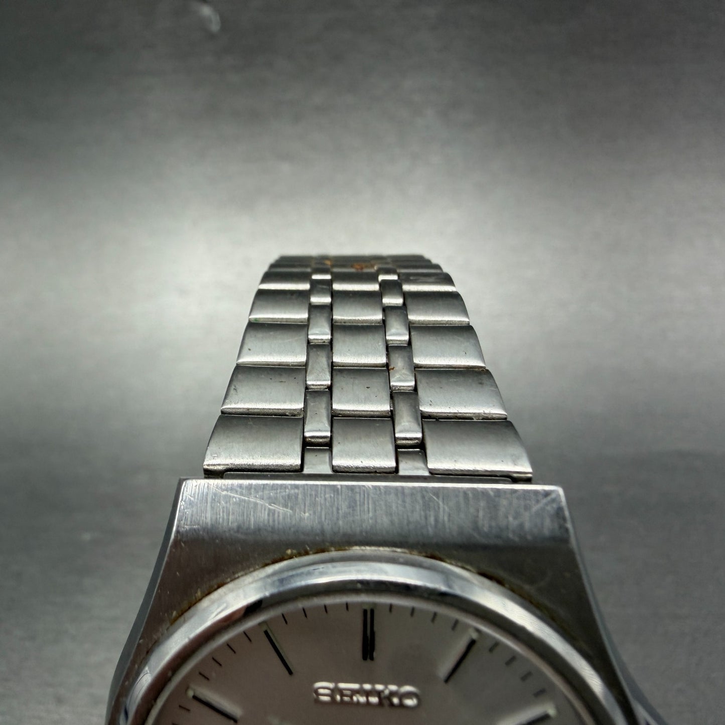 Seiko Chronos Watch Men 35mm Silver Dial Silver Tone Daydate 5h23-7d20 New Batte4