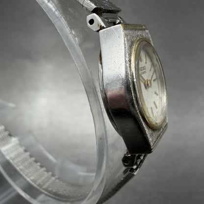 Seiko Watch Women 17mm Silver Dial Two Tone Round 5420-0129 New Battery VTG ATD3