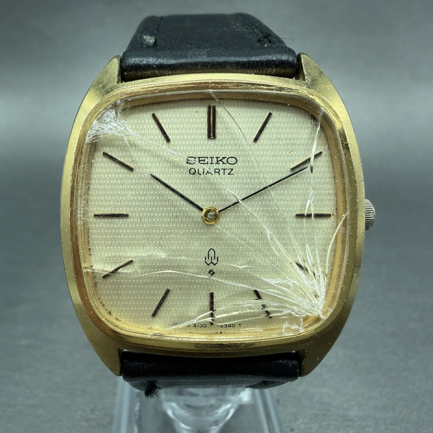 Seiko Watch Men 33mm Champagne Dial Gold Tone READ!!!!!!!! 4130-5320 New Battery0