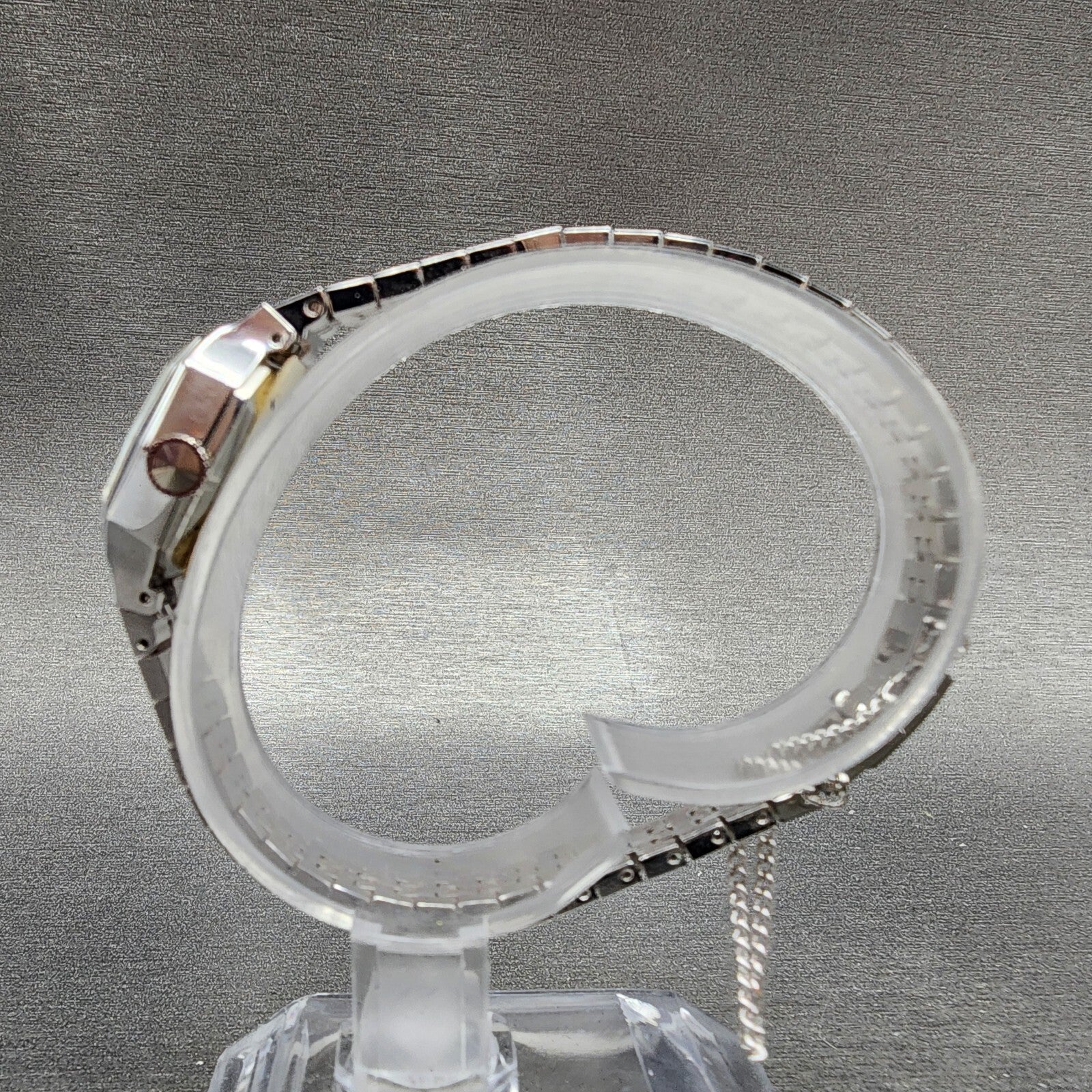 Seiko Watch Women 19mm Blue Dial Silver Tone Rectangle Manual Wind Runs NOS11