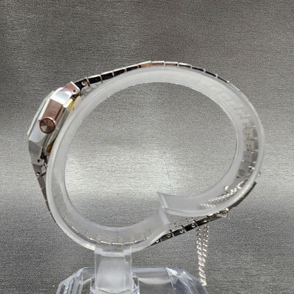 Seiko Watch Women 19mm Blue Dial Silver Tone Rectangle Manual Wind Runs NOS11