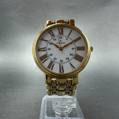 Movado Watch Men 32mm White Dial Gold Tone Round 87 59 886 New Battery5