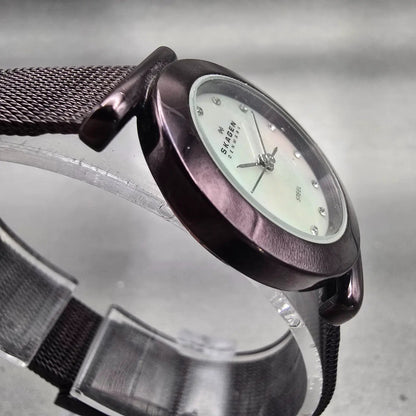 Skagen Denmark Watch Women 25mm MOP Dial Purple Tone Round 107SMMD New Battery3