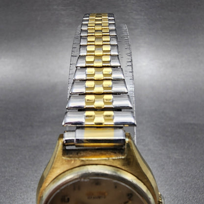 Seiko SQ Watch Women 25mm Champagne Dial Gold Tone Date Round 2622-0119 New Bat