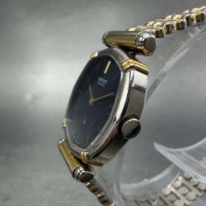 Seiko Watch Women 22mm Black Dial Two Tone Octagon 1400-5230 New Battery Vintage2