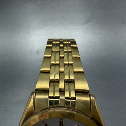 Seiko Sports 50 Watch Men 37mm Silver Dial Gold Tone Date 7N42-8079 New Battery74