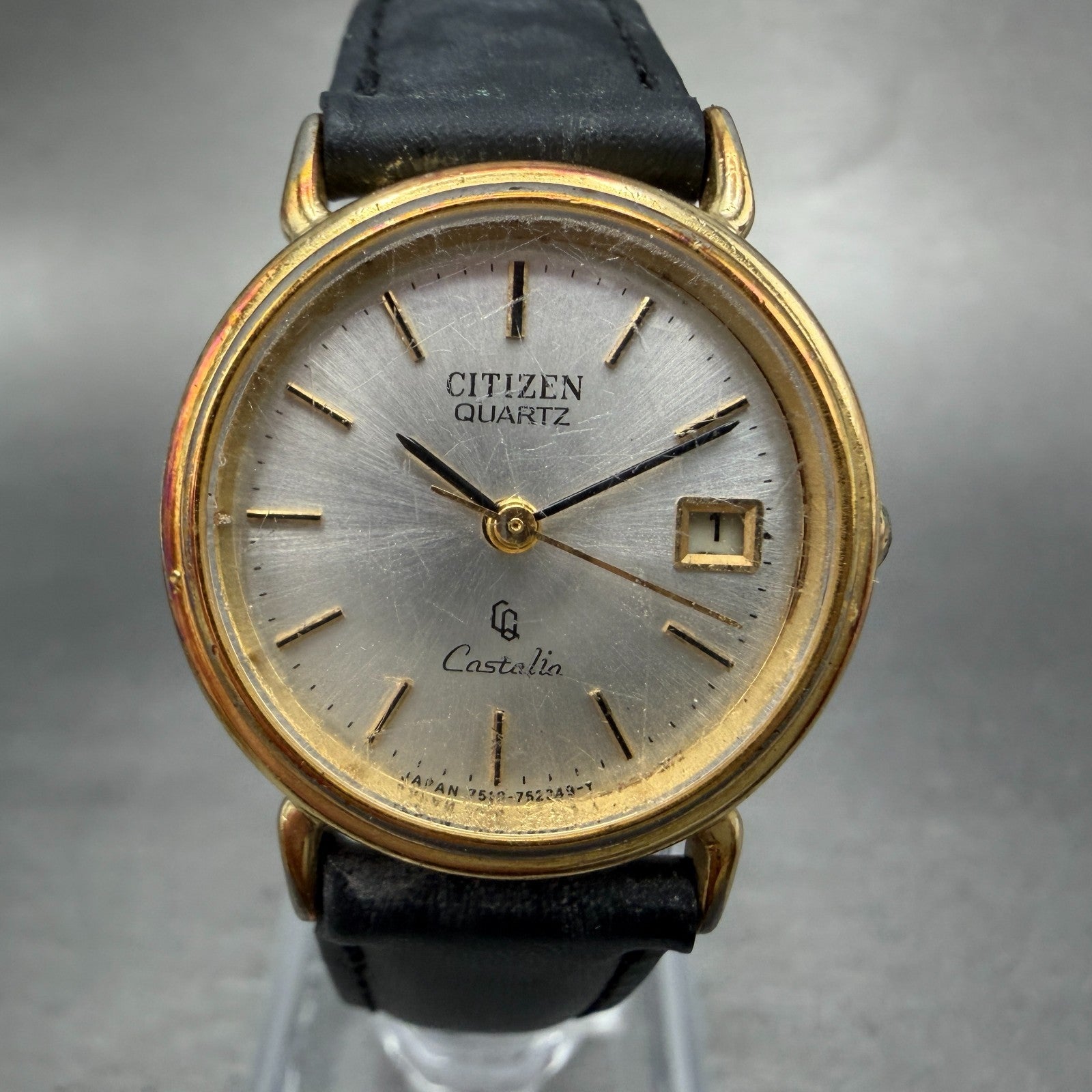 Citizen Castalia Watch Women 24mm Silver Dial Gold Tone Date Round New Battery0