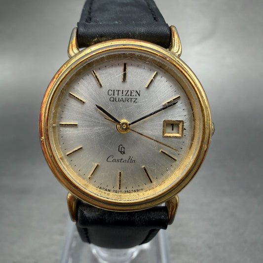 Citizen Castalia Watch Women 24mm Silver Dial Gold Tone Date Round New Battery0