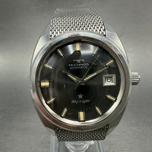 Technos Sky Light Watch Men 35mm White Dial Steel Date Round Automatic PARTS0