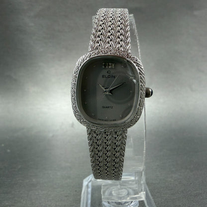 Elgin Watch Women 21mm Silver Dial Silver Tone Rectangle FK277 New Battery VTG5