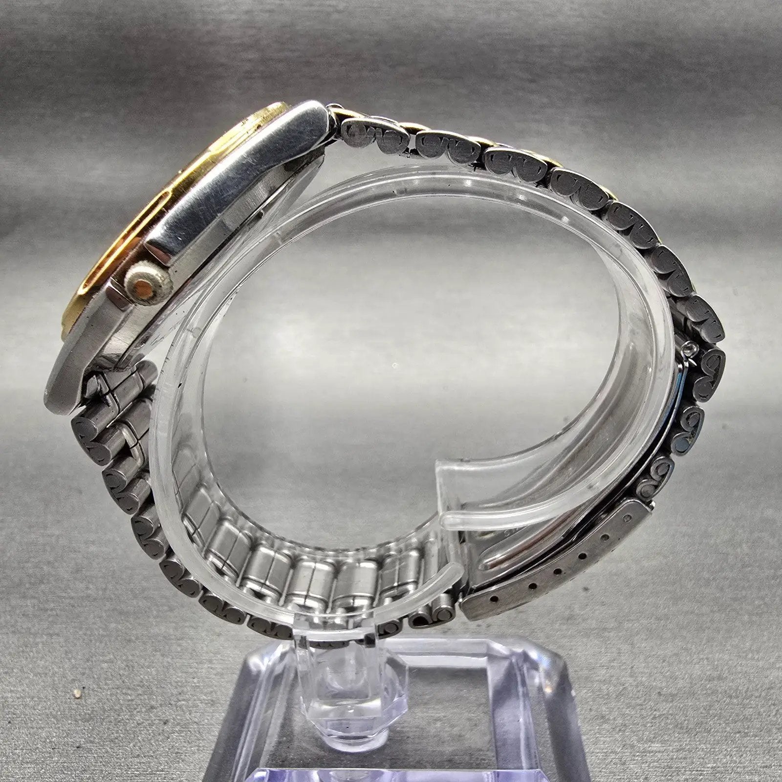 Seiko Watch Men 36mm Gray Dial Two Tone Daydate Round 7N43-6A09 New Battery VTG6