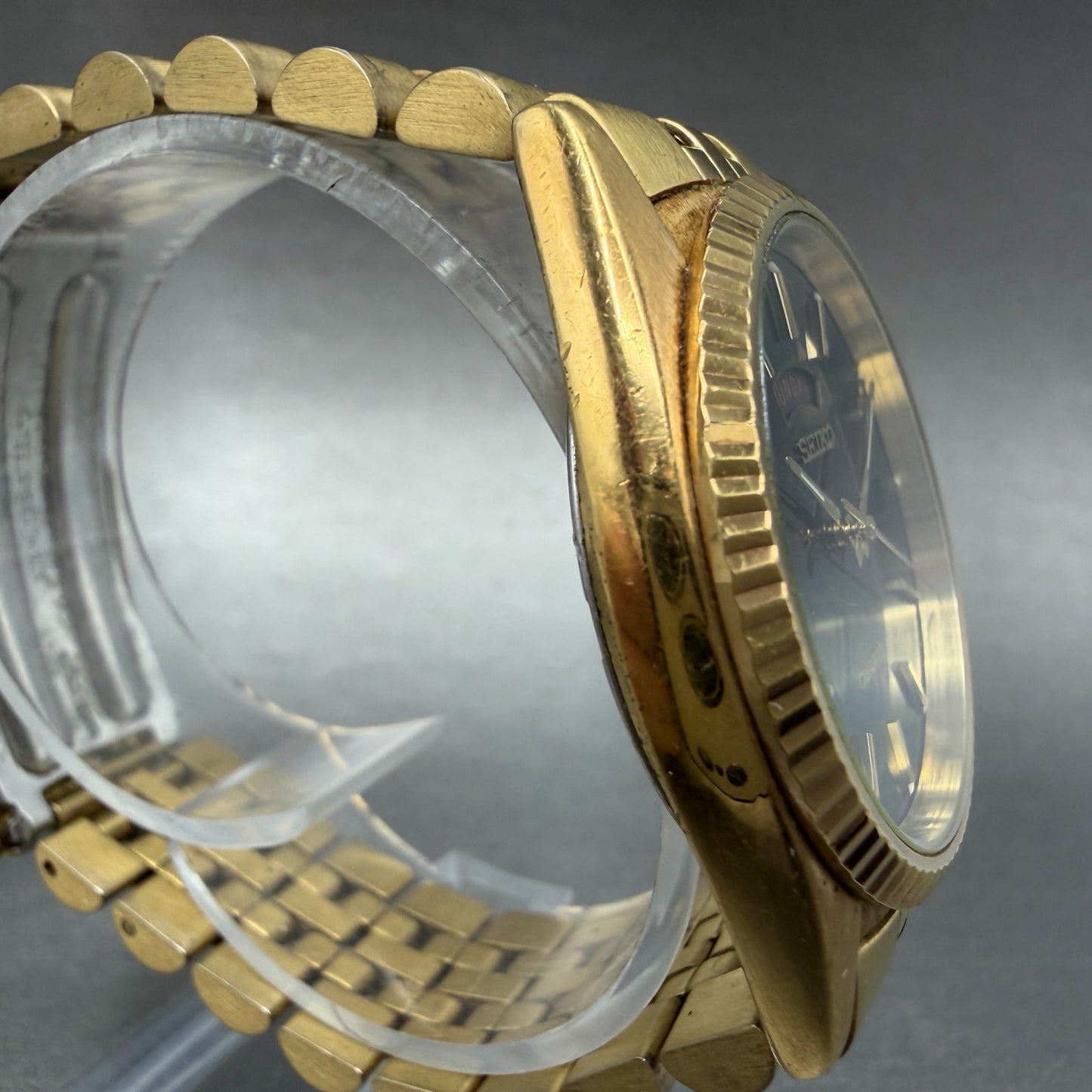 Seiko President Watch Men 36mm Black Dial Gold Tone 7n43-8111 READ!!!!!!! NewBat3