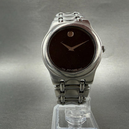 Movado Museum Watch Men 33mm Black Dial Silver Tone Round 84.e4.9872 New Battery5