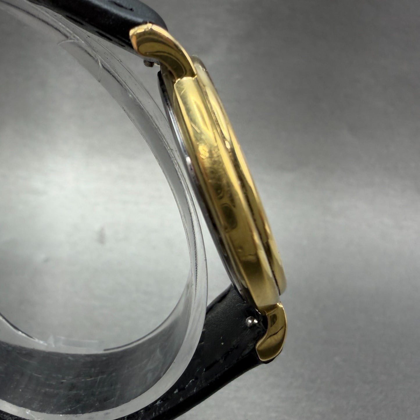 Movado Watch Men 34mm Black Dial Gold Tone Round 87-E4-0885 New Battery VTG BG3