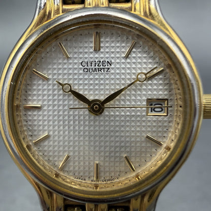 Citizen Watch Women 24mm White Dial Gold Tone Date 6010-G13893 New Battery1
