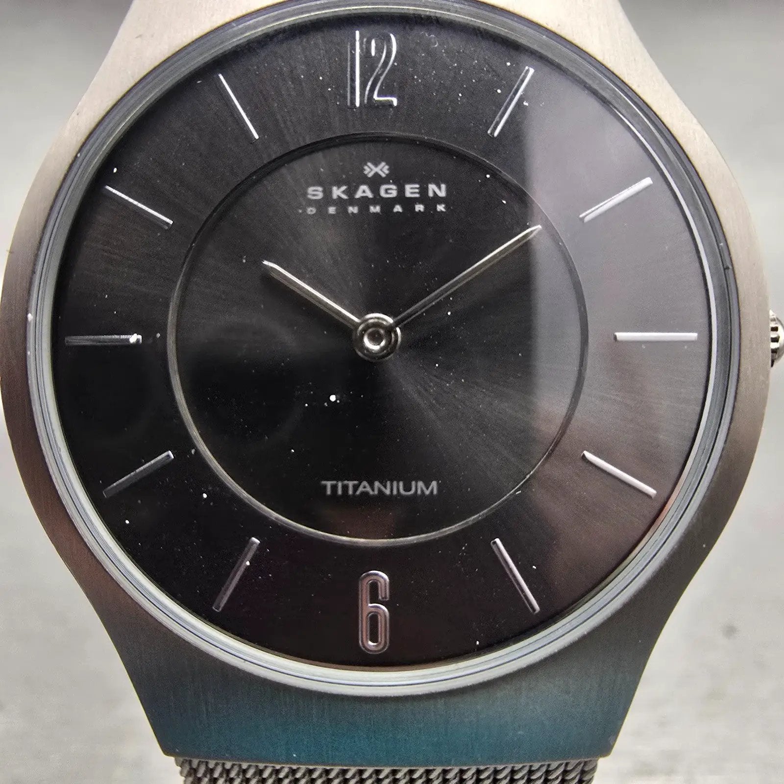 Skagen Grenen Watch Men 35mm Gray Dial Titanium Round 233LTTM New Battery Mesh G1