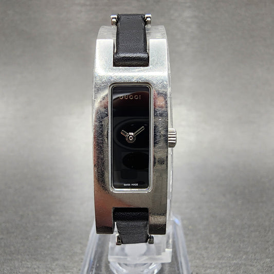 Gucci 3900L Tank Watch Women 12mm Black Dial Steel Rectangle PARTS0
