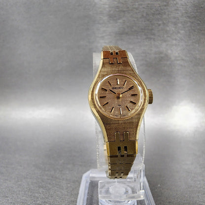 Seiko Watch Women 17mm Gold Dial Gold Tone Manual Round Runs 1106395