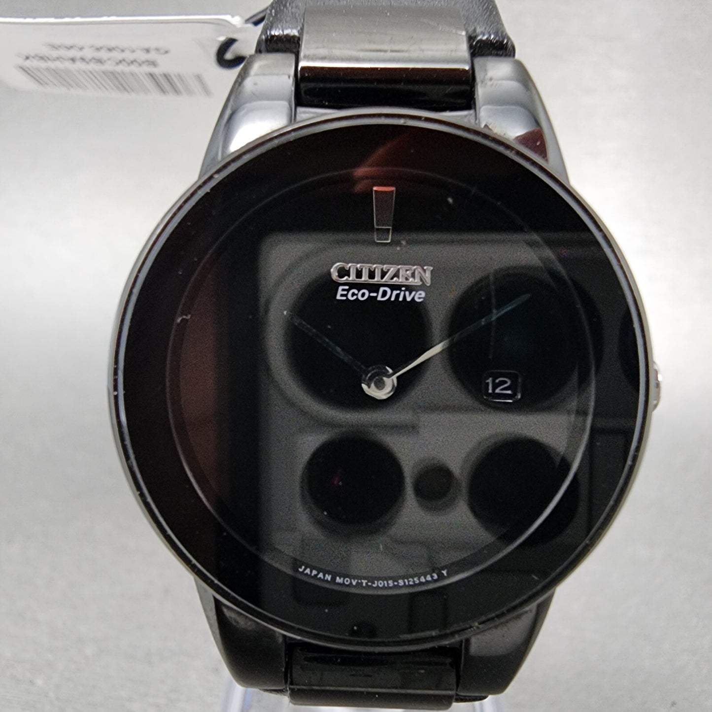 Citizen EcoDrive Axiom Watch Women 30mm black Dial Black Tone Date Round Runs1