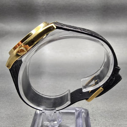 Bulova Caravelle Watch Men 33mm Gold Dial Gold Tone Daydate 42C74 New Battery6