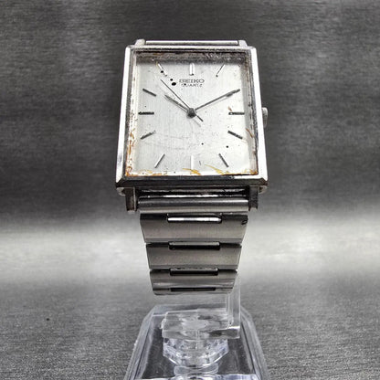 Seiko Tank Watch Men 24mm Silver Dial Silver Tone Rectangle 2C21-5180 New Batt5