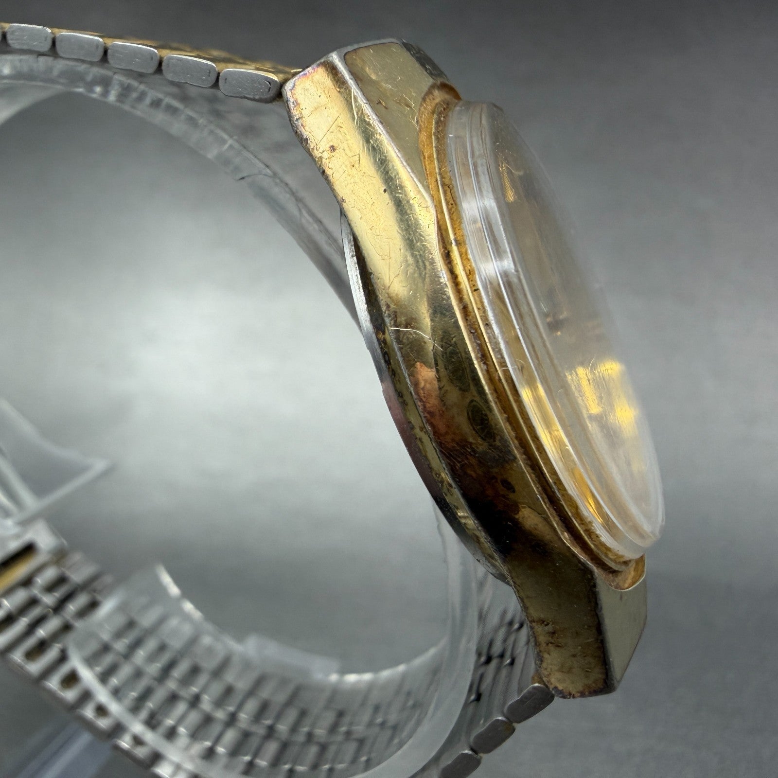 Seiko SQ Watch Men 35mm Gold Dial Gold Tone Daydate Round 7123-8570 New Battery3