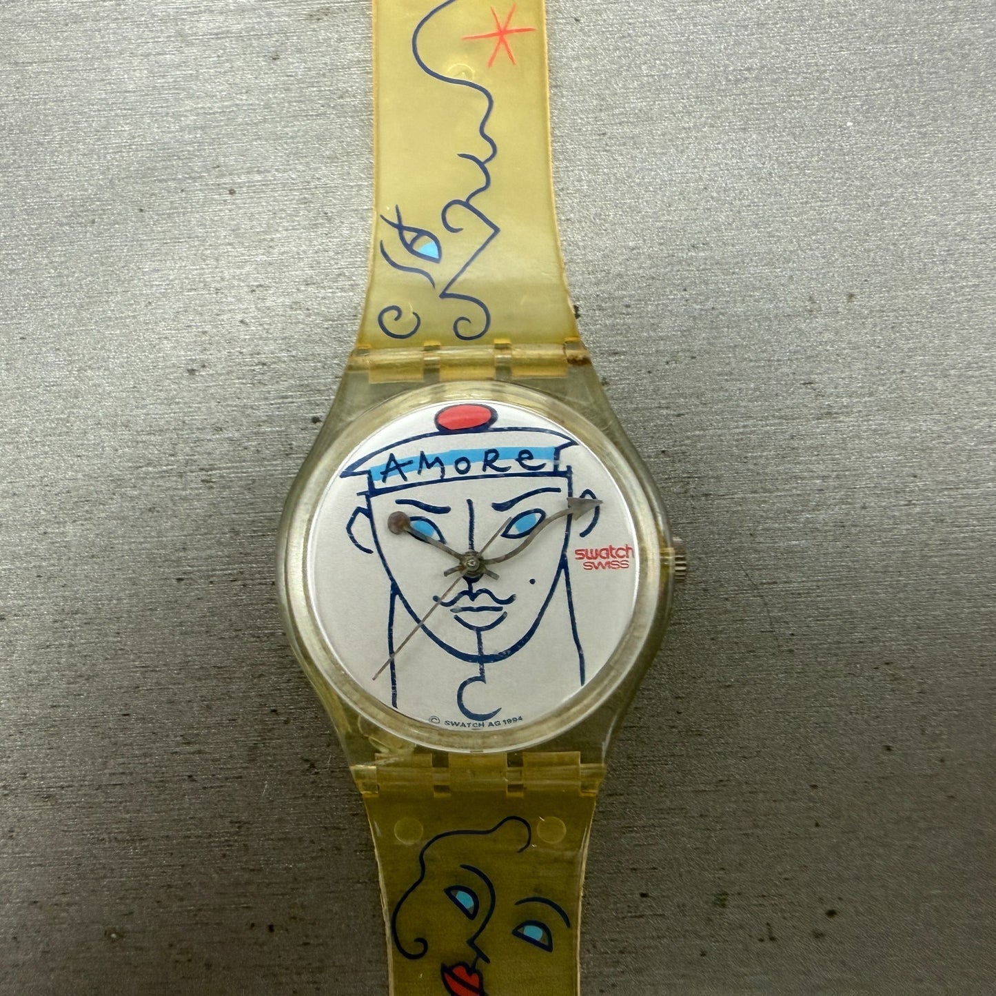 Swatch Flowers Watch Unisex 34mm White Dial Clear Case GK207 Round New Battery0
