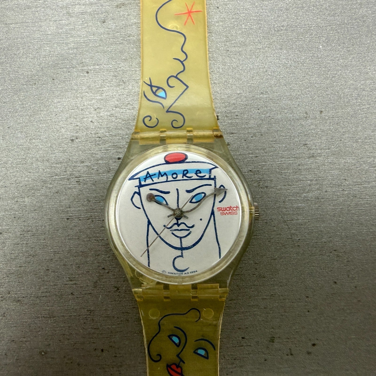 Swatch Flowers Watch Unisex 34mm White Dial Clear Case GK207 Round New Battery0