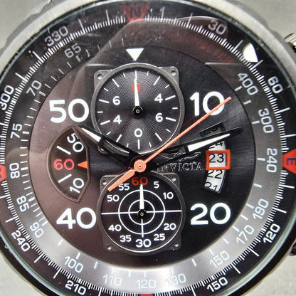 Invicta Aviator Chronograph Watch Men 49mm Black Dial Steel Date 17204 New Batt1