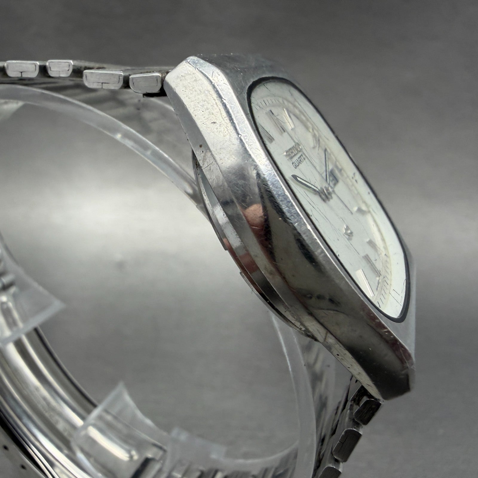 Seiko SQ Watch Men 34mm Silver Dial Silver tone Daydate 8223-5359 New Battery3