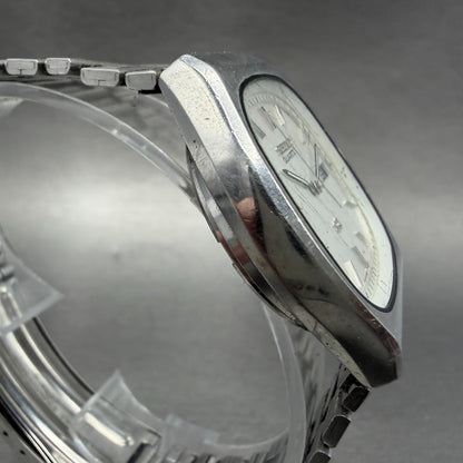 Seiko SQ Watch Men 34mm Silver Dial Silver tone Daydate 8223-5359 New Battery3