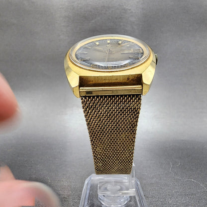 Hamilton Electronic Watch Men 37mm Brown Dial Gold Plated Round Daydate PARTS6