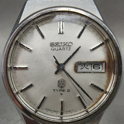 Seiko Type II Watch Men 36mm Silver Dial Silver Tone 09038120 New Battery READ!1