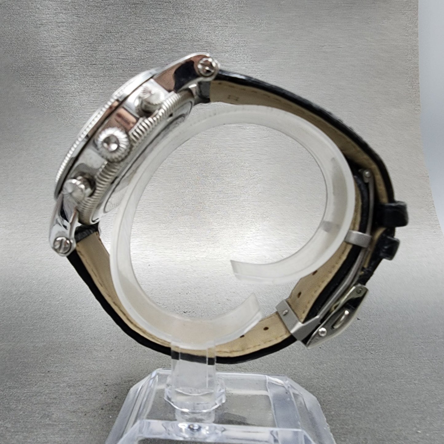 Stauer Tourbillon Watch Men 43mm White Dial Silver Tone Moonphase 0341 PARTS7