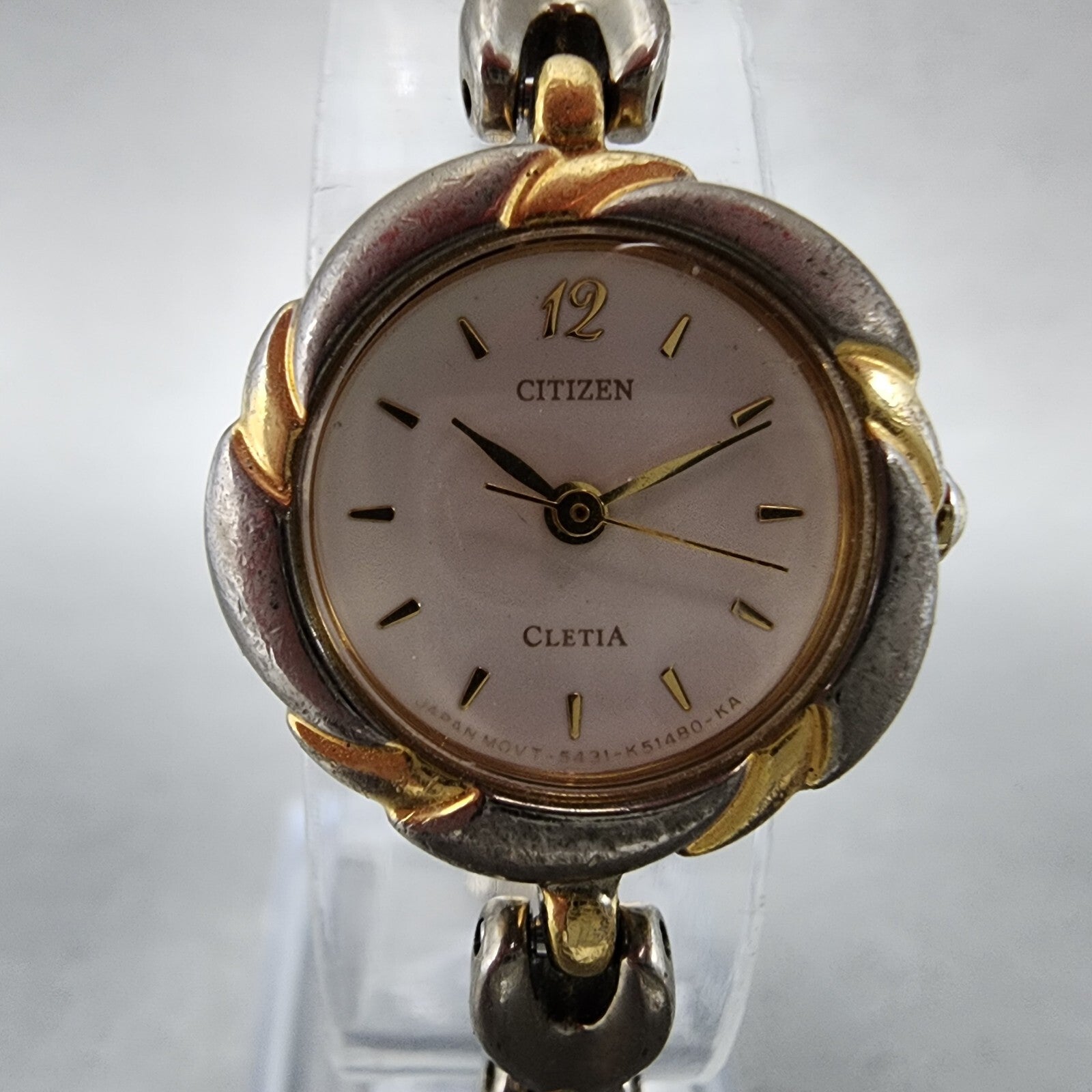 Citizen Cletia Watch Women 20mm White Dial Two Tone Round 5431K16873 New Batt1