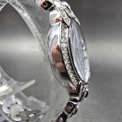 Wittnauer Watch Women 17mm MOP Dial Silver Tone Crystal Bezel Oval New Battery3