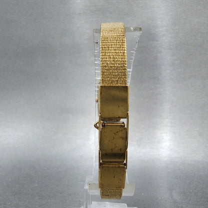 Seiko Tank Watch Women 12mm Champagne Dial Gold Tone 2e206479 New Battery8