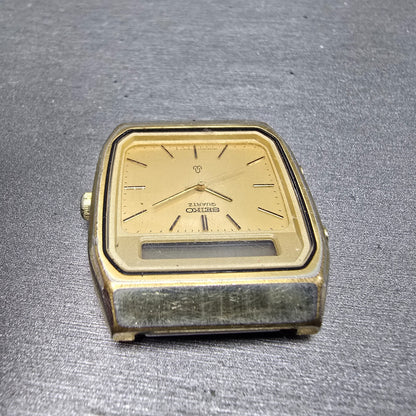 Seiko Analog Digital Watch Men 31mm Champagne Dial Gold Tone H557-5100 PARTS5
