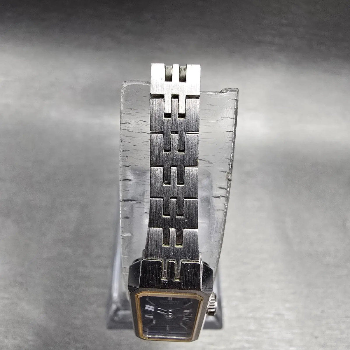 Seiko Watch Women 12mm Blue Dial Silver Rectangle 1320-5029 New Battery JP14