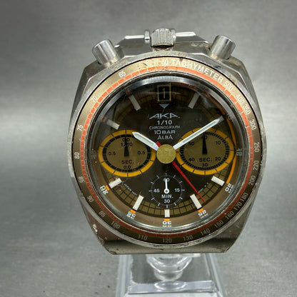 Seiko Alba AKA Watch Men 41mm Brown Dial Silver Tone Date V657-6060 New Battery0