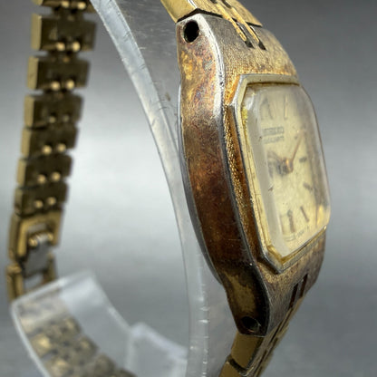 Seiko Watch Women 17mm Champagne Dial Gold Tone Octagon 5420-5420 New Battery3