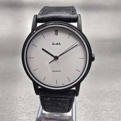 Seiko Alba Watch Women 31mm White Dial Black Tone Round Y131-6040 New Battery0