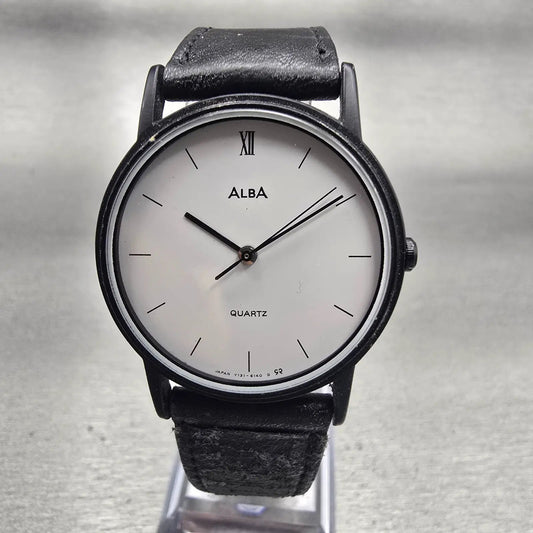Seiko Alba Watch Women 31mm White Dial Black Tone Round Y131-6040 New Battery0