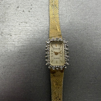 Armitron Deauville Watch Women 12mm Gold Tone Diamond Bezel BROKEN!! New Battery0