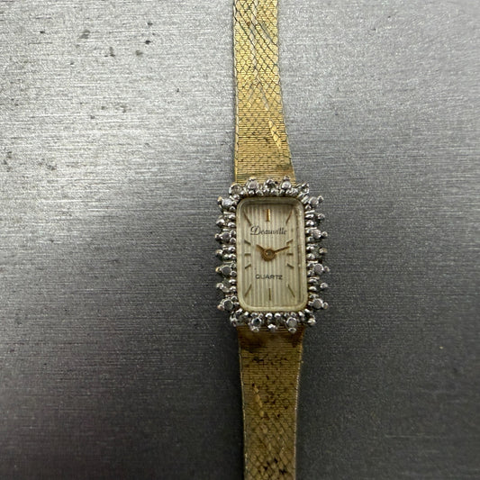 Armitron Deauville Watch Women 12mm Gold Tone Diamond Bezel BROKEN!! New Battery0