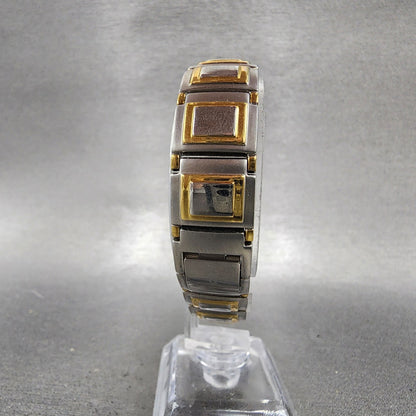 Bulova Watch Women 15mm Silver Dial Two Tone Rectangle 98T53 New Battery7