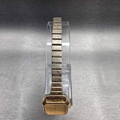Seiko Watch Women 19mm Champagne Dial Gold Tone Rectangle 5421-5110 New Batt JP74