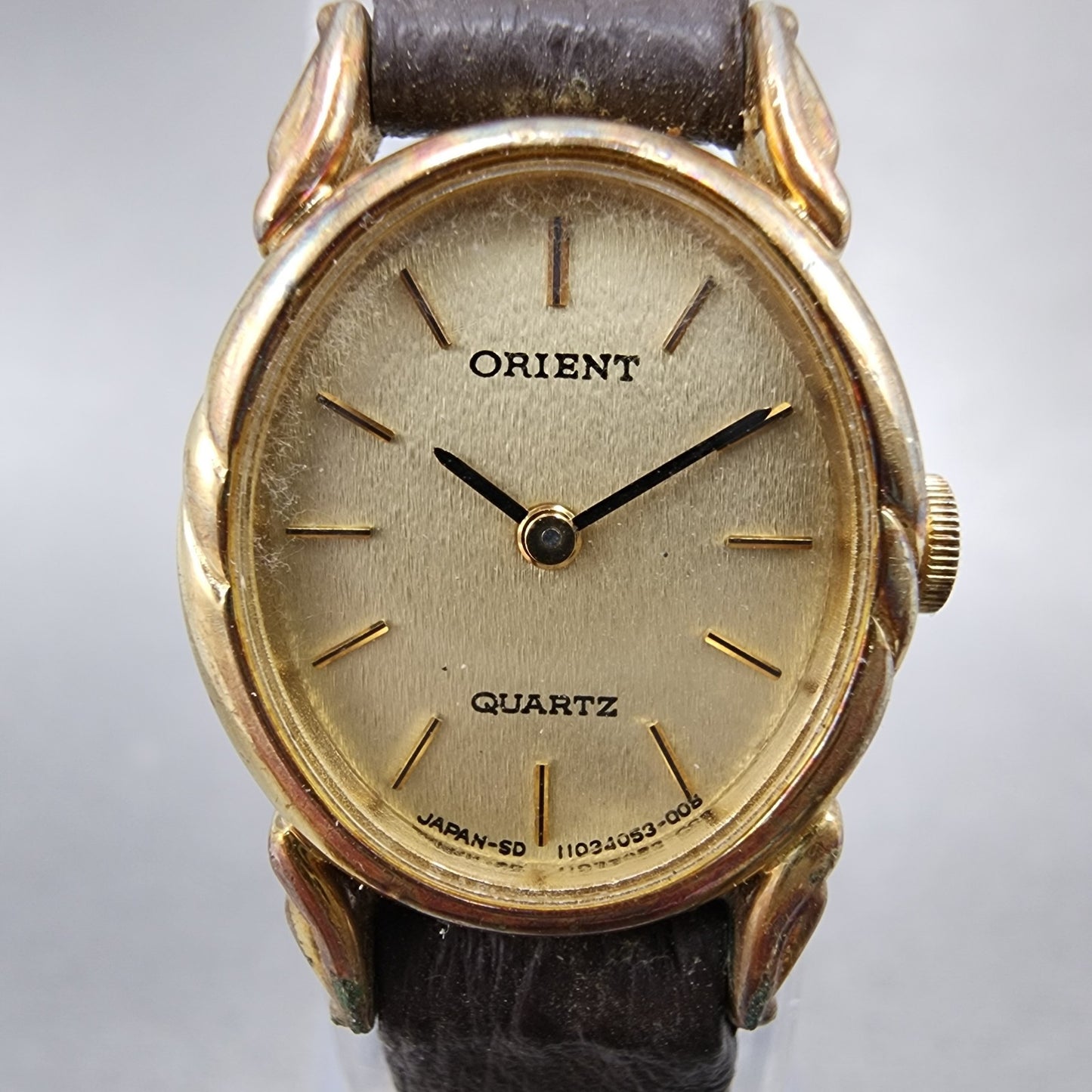 Orient Watch Women 18mm Gold Dial Gold Plated Oval  New Battery Vintage1